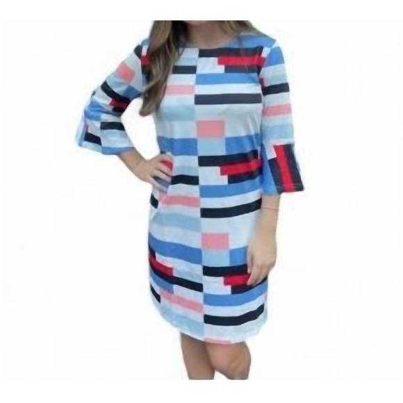 NEW ERMA’S CLOSET block print dress in multi - Picture 1 of 1